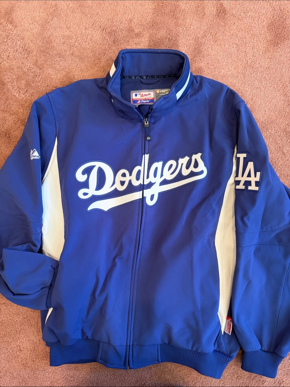 Majestic  Blue and White Los Angeles Dodgers Full-Zip Jacket Xl thermal  base